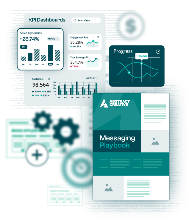 Leaders reviewing brand strategy and metrics