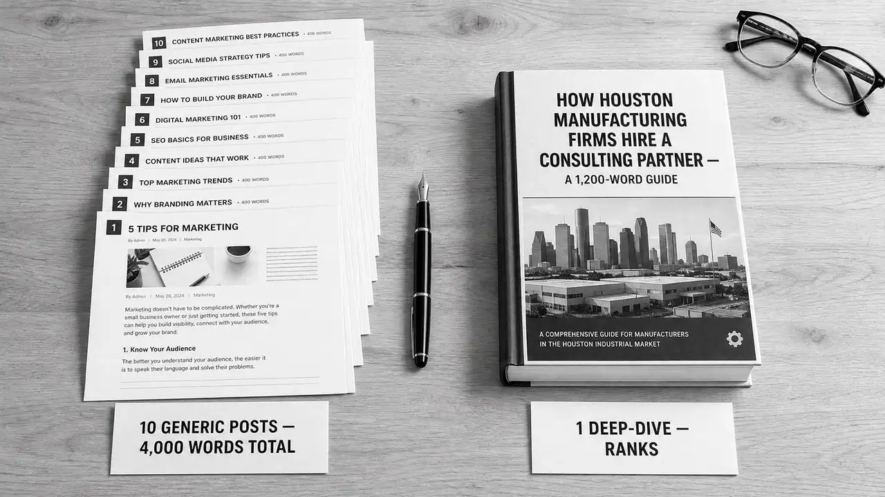 Positioning-led SEO strategy for professional services firms in The Woodlands, Katy, and Houston