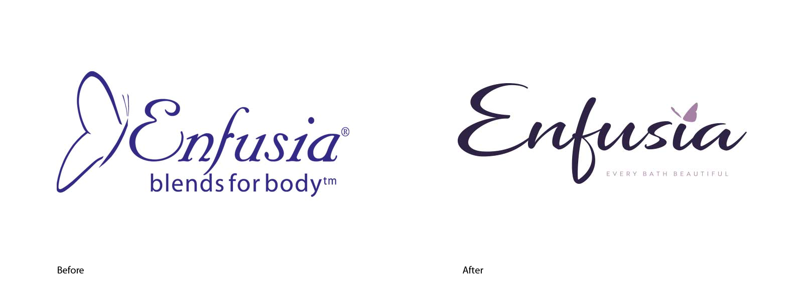 Enfusia logo — before and after rebrand