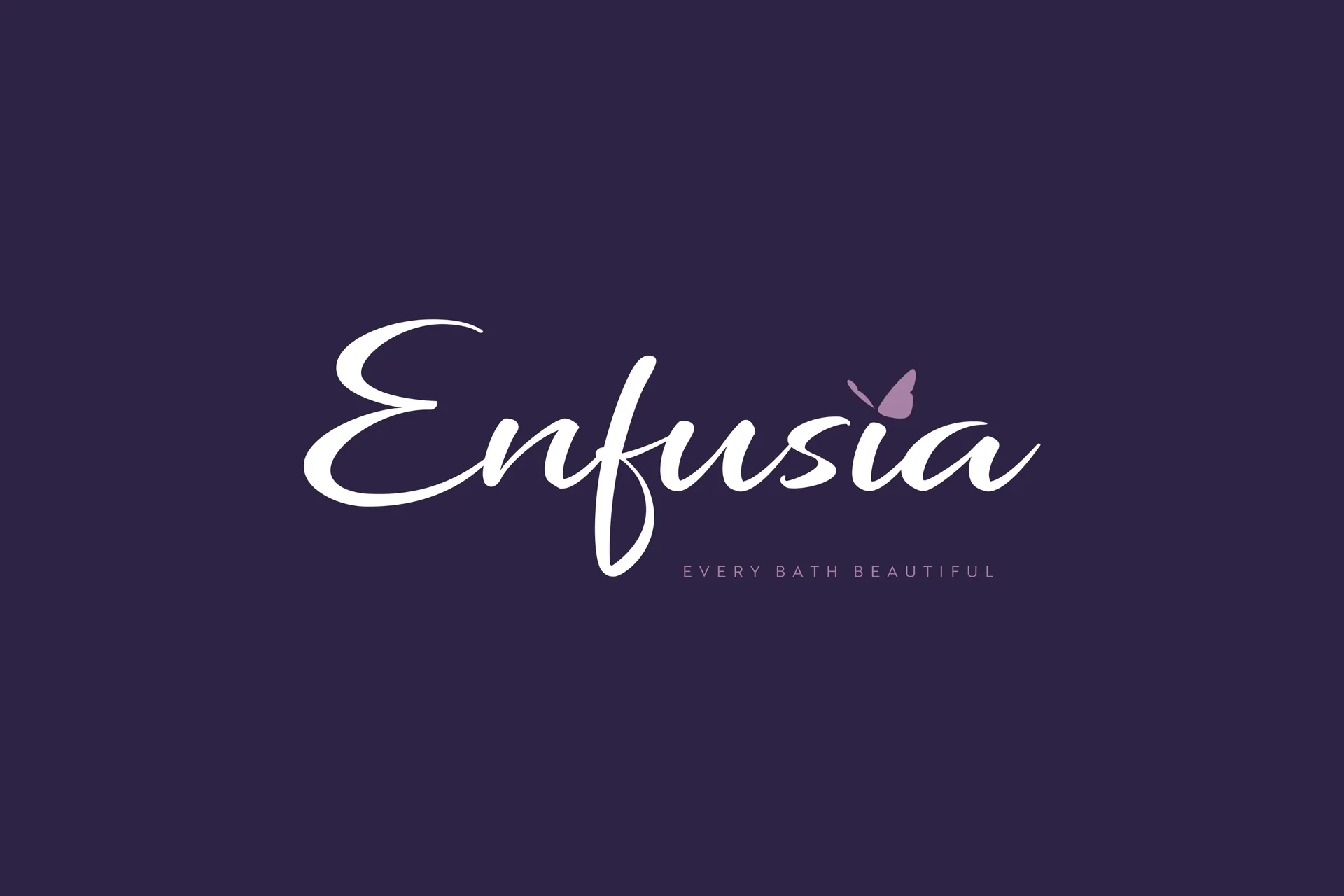Enfusia brand identity — new logo on brand purple