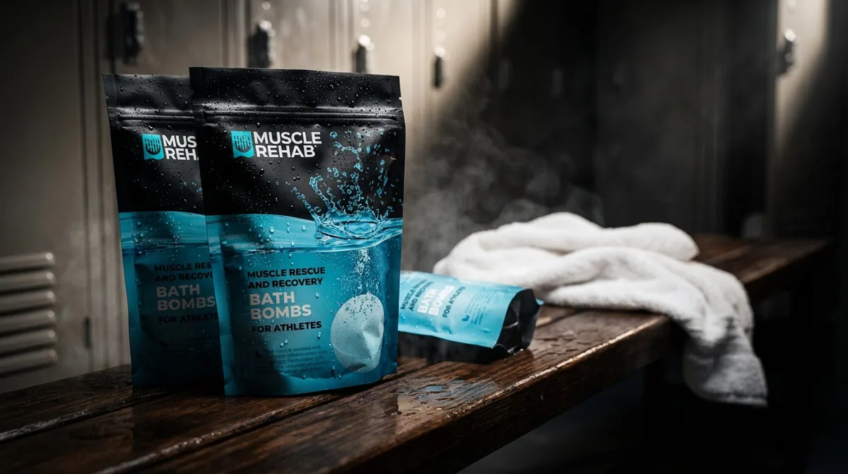 Muscle Rehab sports nutrition brand identity and award-winning packaging