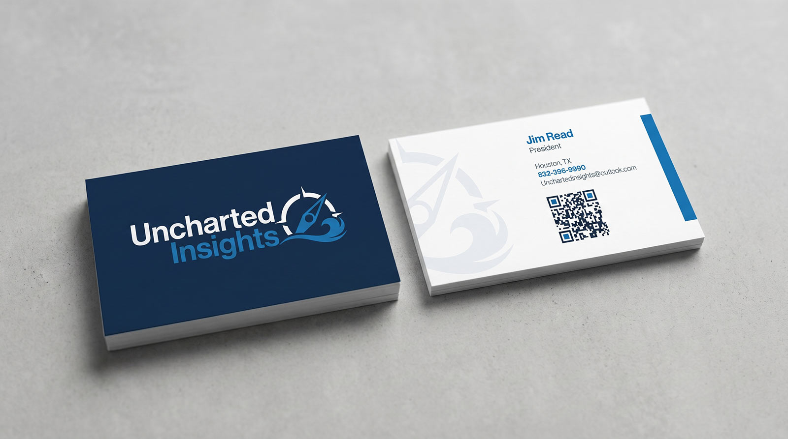 Uncharted Insights business card — front and back
