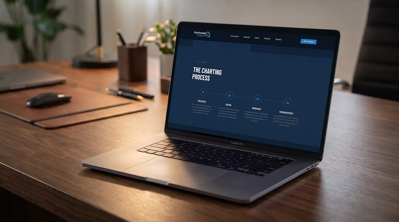 Uncharted Insights website — Charting Process section on MacBook