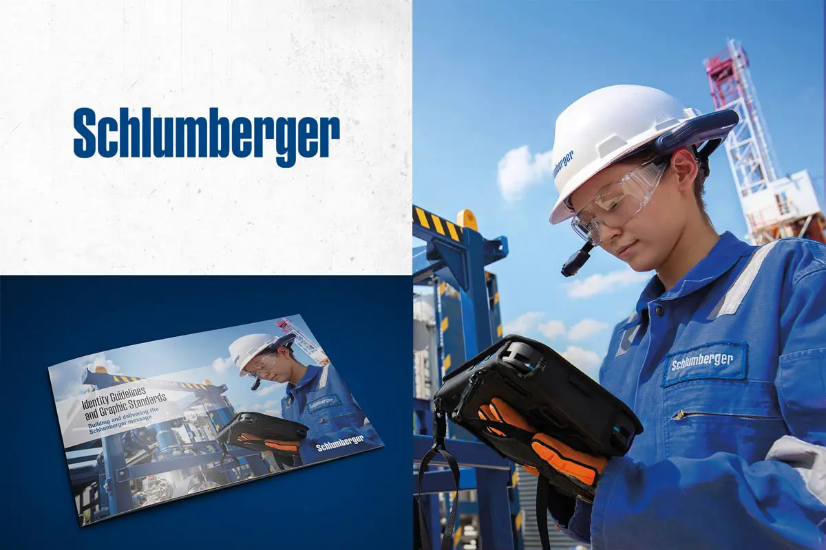 SLB brand guidelines cover and spreads